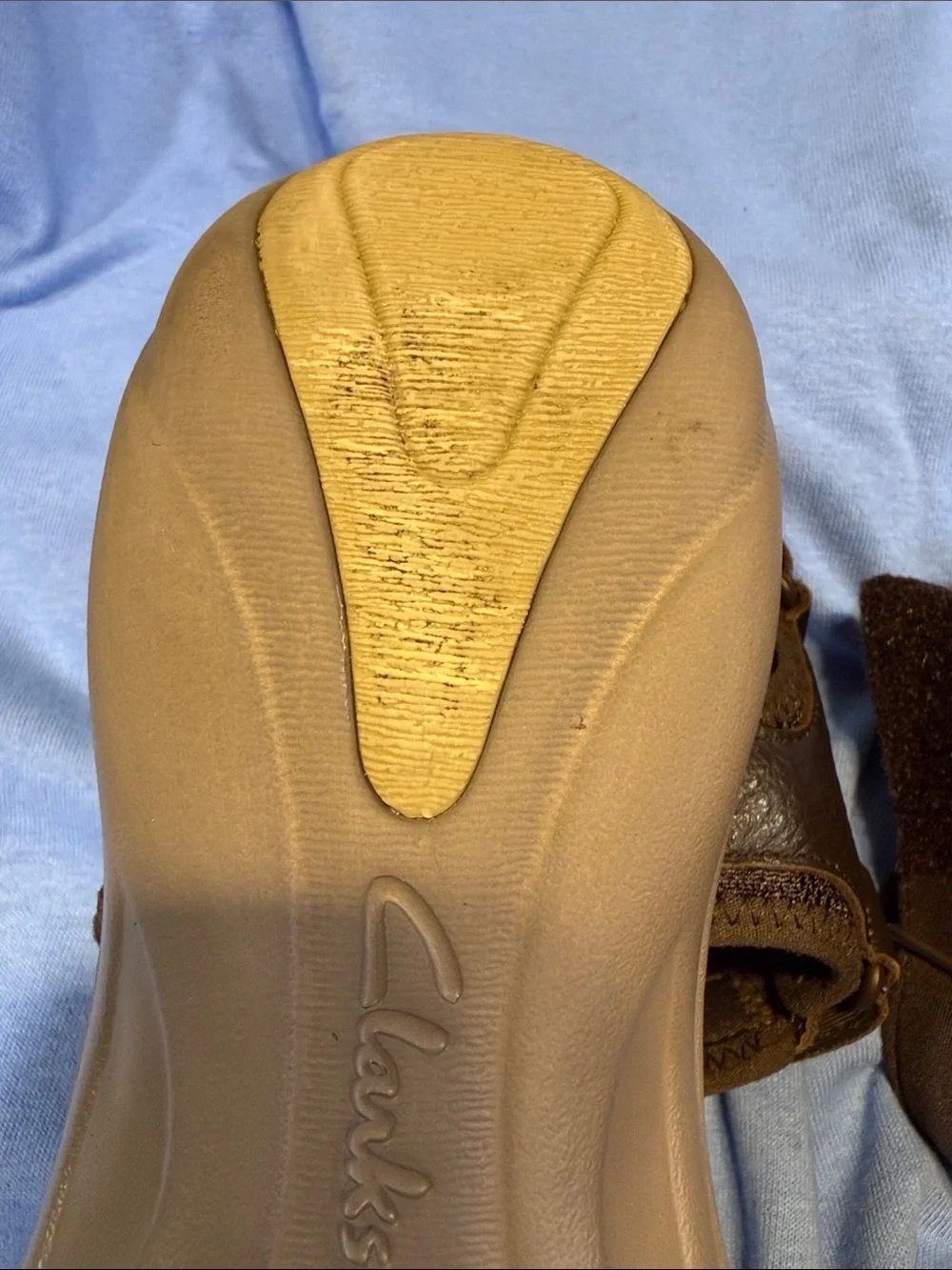 Wmn’s Clarks Brown Leather Adjustable Sandals